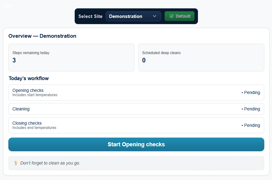 Culinary Key dashboard overview